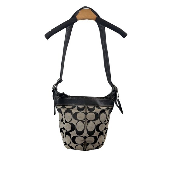 Coach Signature Sufflette C Canvas & Leather Hobo Shoulder Crossbody Bag - Picture 1 of 15